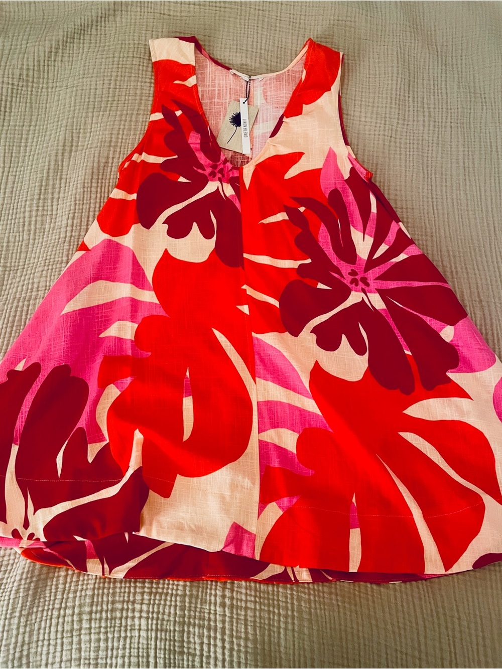 NWT Anthropologie + Label of Love Linen Blend Swing Mini Dress. Small. Pockets! - Picture 3 of 7